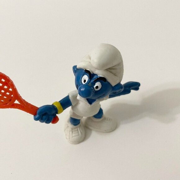 Vintage 1979 Smurfs Tennis Player Smurf with Racket Figurine - Picture 6 of 14